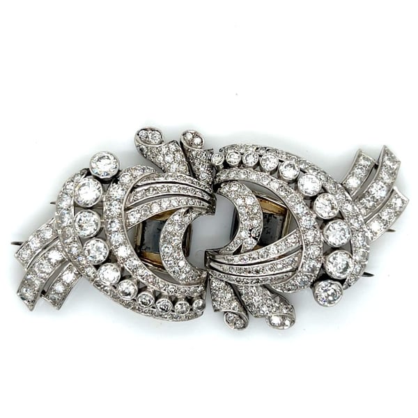 Art Deco Platinum 12.00 Ct. Diamond Clips