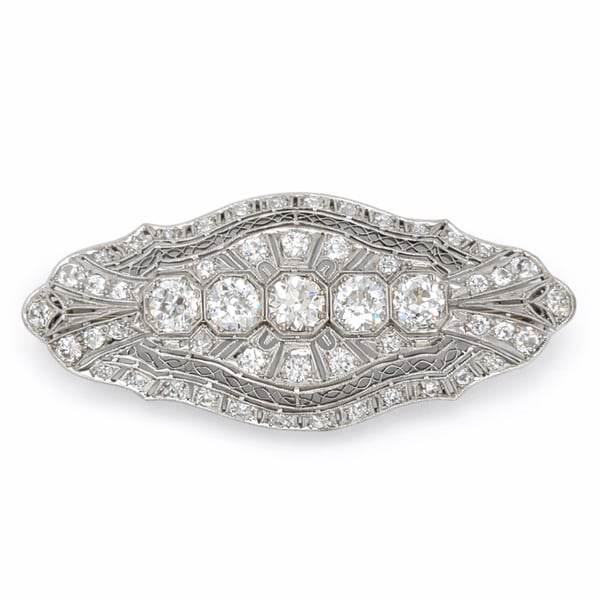 Art Deco Platinum 5.70 Ct. Diamond Brooch