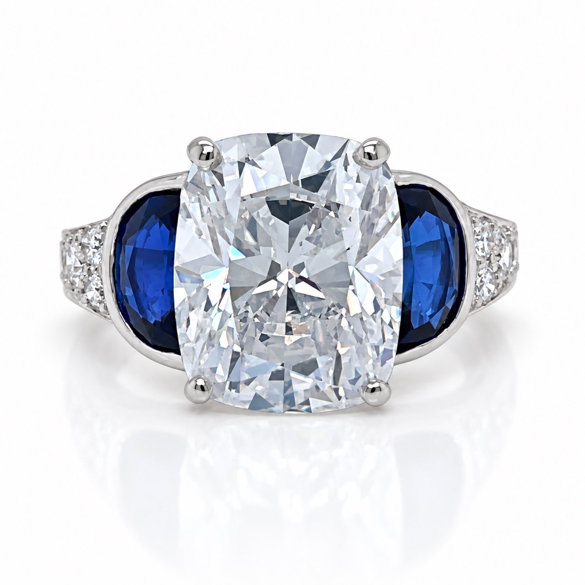 CARTIER 1950's Platinum GIA & LFG Certified 5.01 Ct. Diamond & Sapphire Ring