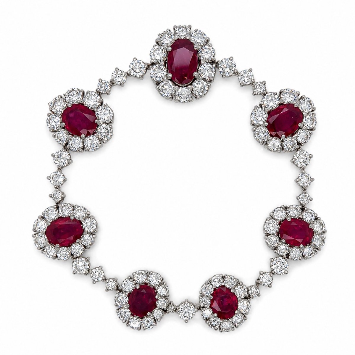 Platinum SSEF Certified Thai Ruby & Diamond Bracelet