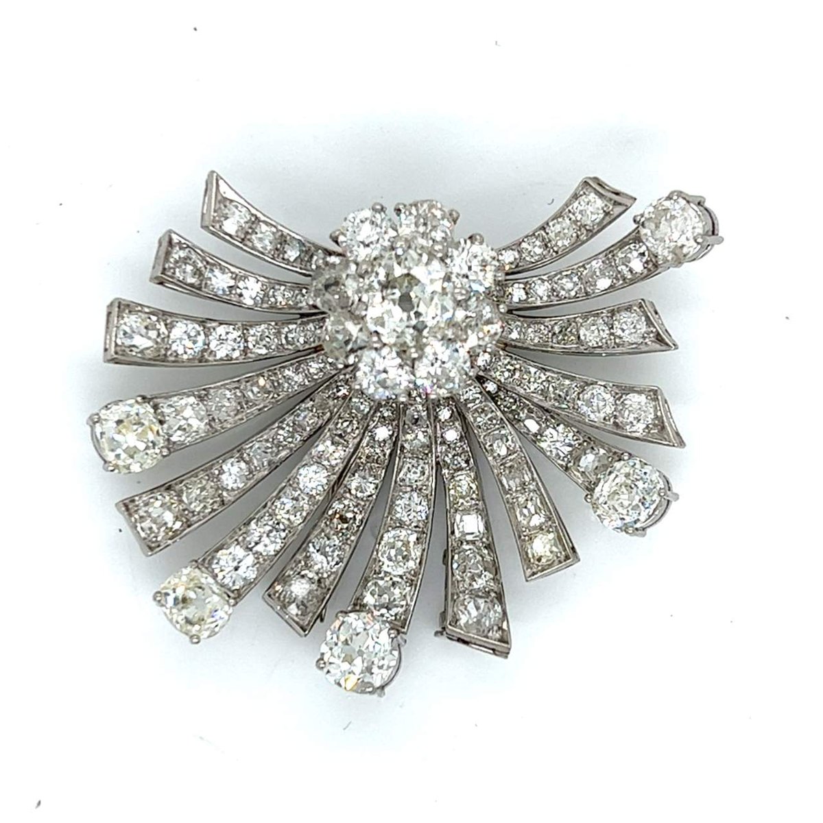 Art Deco Platinum 12.20 Ct. Diamond Brooch