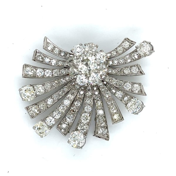 Art Deco Platinum 12.20 Ct. Diamond Brooch
