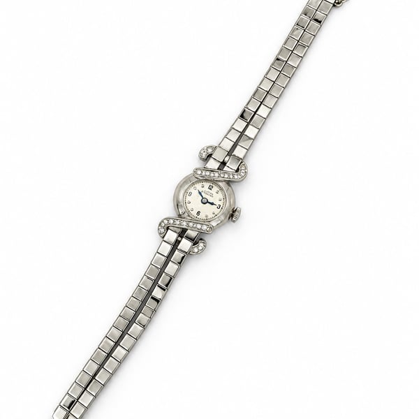 LUCIEN PICCARD 14K White Gold Ladies Cocktail Watch