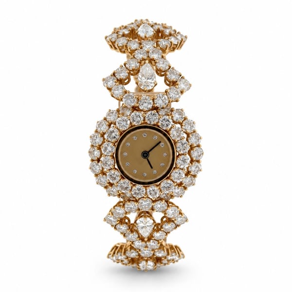 18K Yellow Gold 20.00 Ct. Diamond Cocktail Watch