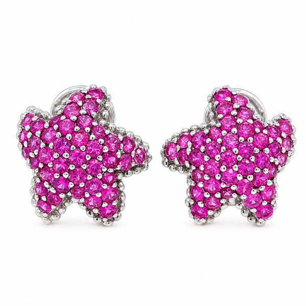 18K White Gold & Pink Sapphire Earrings