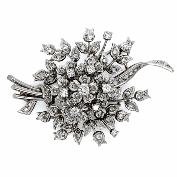 Retro Platinum 3.60 Ct. Diamond Brooch