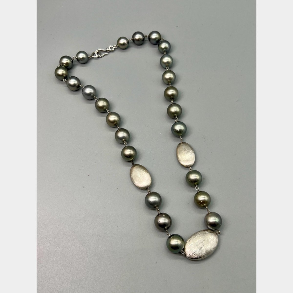 14K White Gold Black South Sea Pearl Necklace