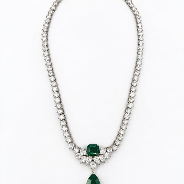 Platinum Emerald & Diamond Necklace