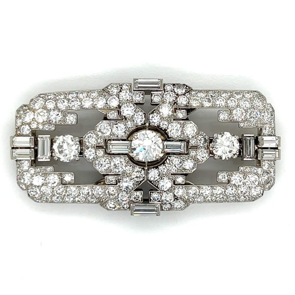 Art Deco Platinum 14.95 Ct. Diamond Brooch