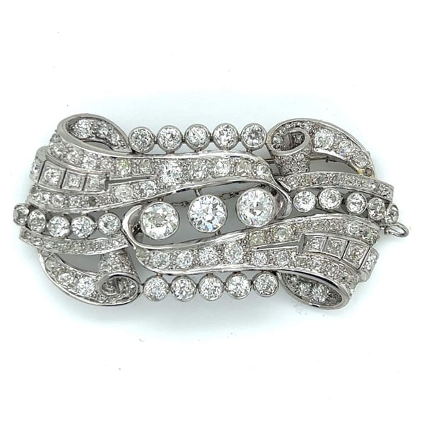 Art Deco Platinum 11.50 Ct. Diamond Brooch