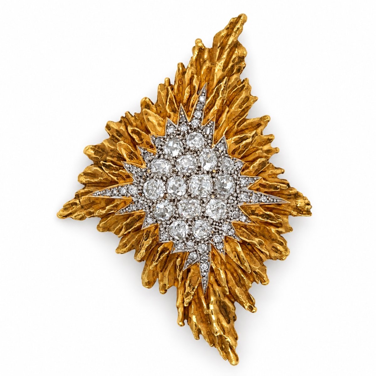 18K Yellow Gold Diamond Brooch
