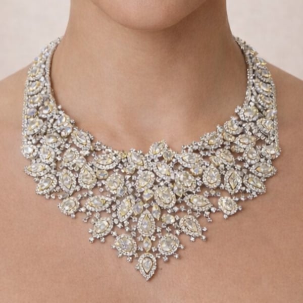 18K White Gold 108.50 Ct. Fancy Diamond Necklace