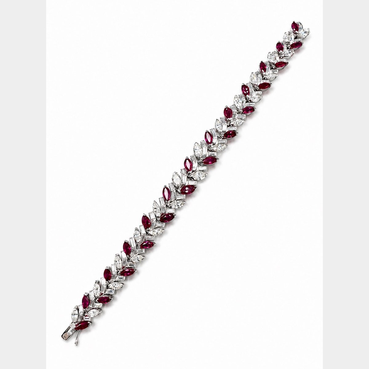1960's Platinum Burma No-heat Ruby and Diamond Bracelet