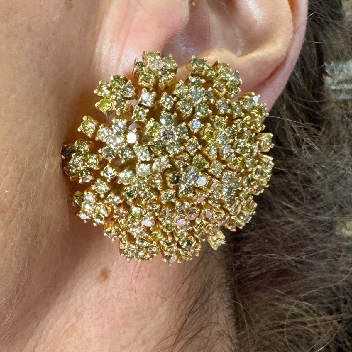 18K Yellow Gold Natural Color Diamond Earrings