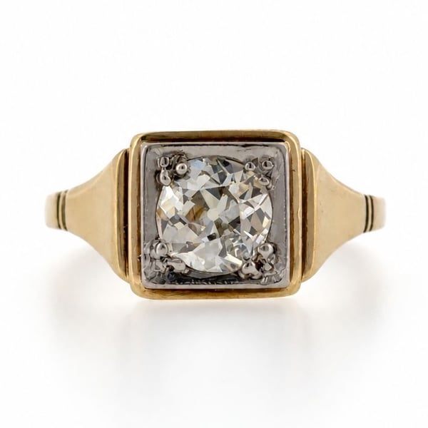 Art Deco 14K Yellow Gold 1.03 Ct. Diamond Ring