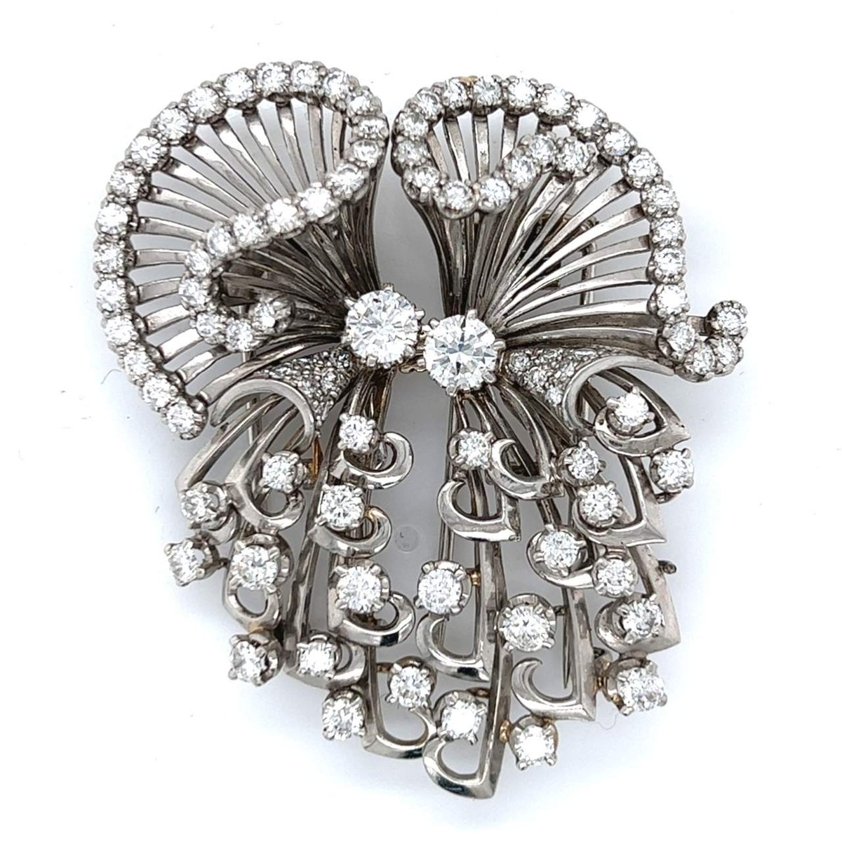 Art Deco Platinum 7.70 Ct. Diamond Brooch
