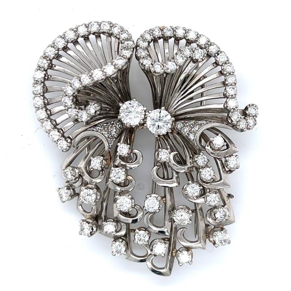 Art Deco Platinum 7.70 Ct. Diamond Brooch
