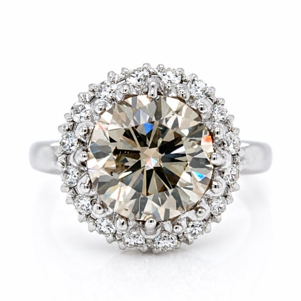 1950’s 14K White Gold 4.89 Ct. IGI Certified Light Brown Diamond Ring