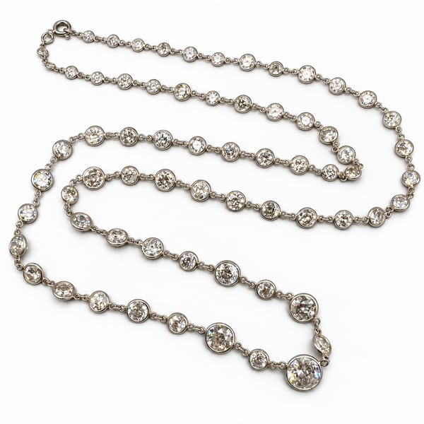 Platinum 25.00 Ct. Graduated Diamond by the Yard Necklace