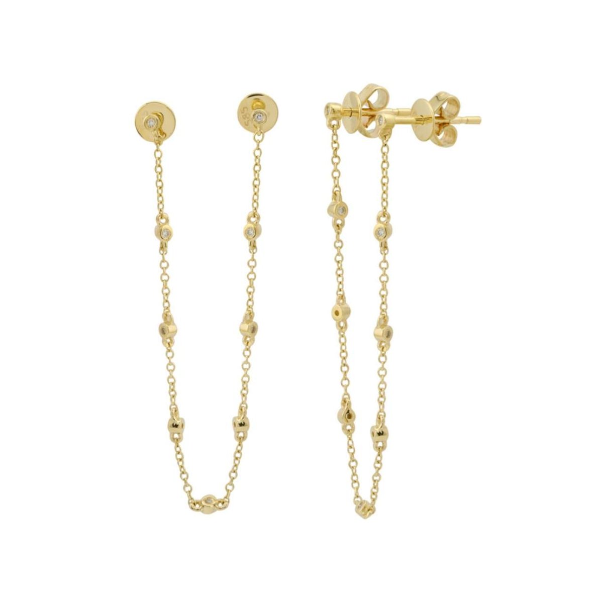 Mini Double Drop Bezel Earrings