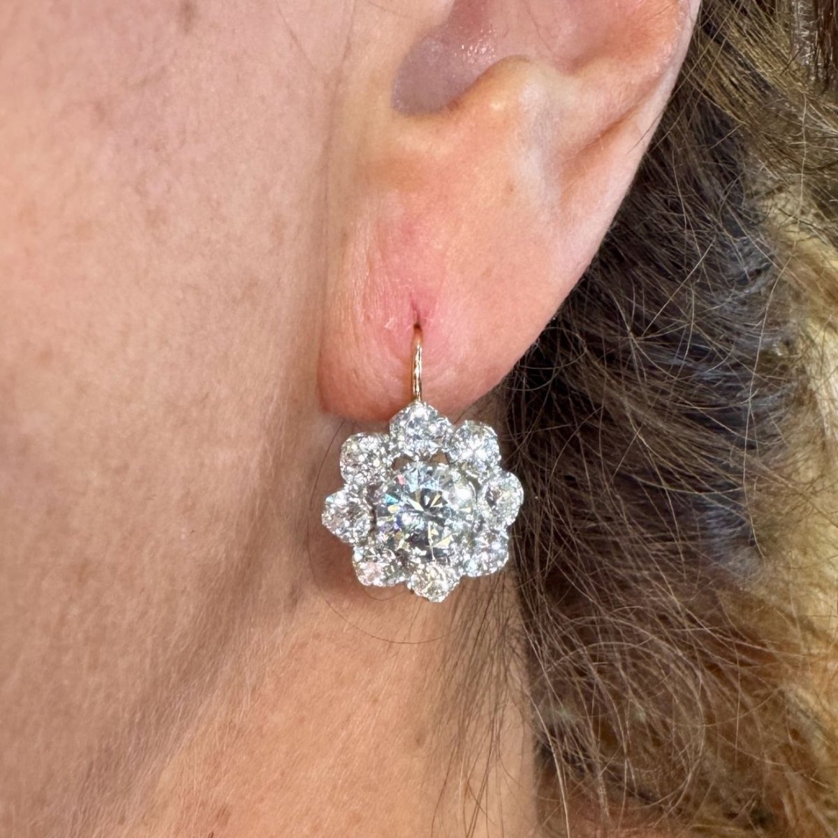 18K Yellow Gold & Platinum 6.70 Ct. Diamond Earrings