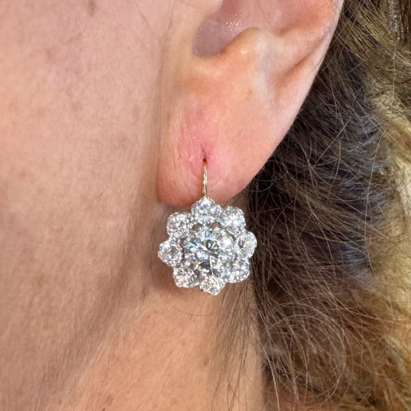 18K Yellow Gold & Platinum 6.70 Ct. Diamond Earrings