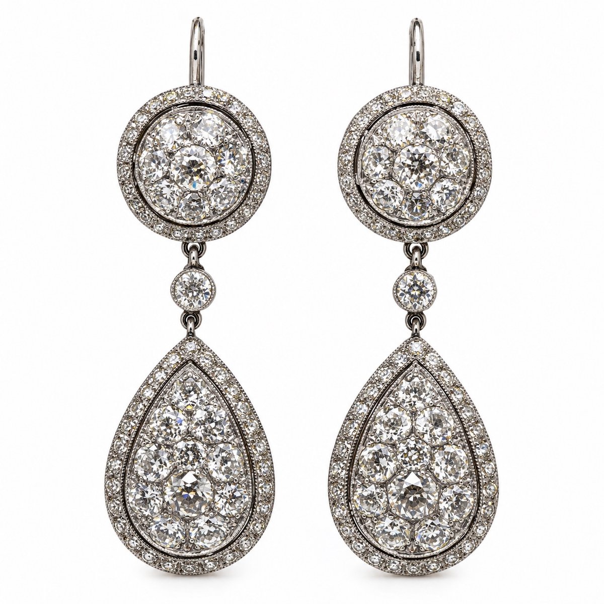 18K Yellow Gold & Silver Top 9.20 Ct. Diamond Earrings