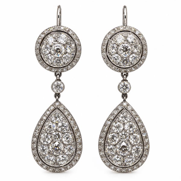 18K Yellow Gold & Silver Top 9.20 Ct. Diamond Earrings