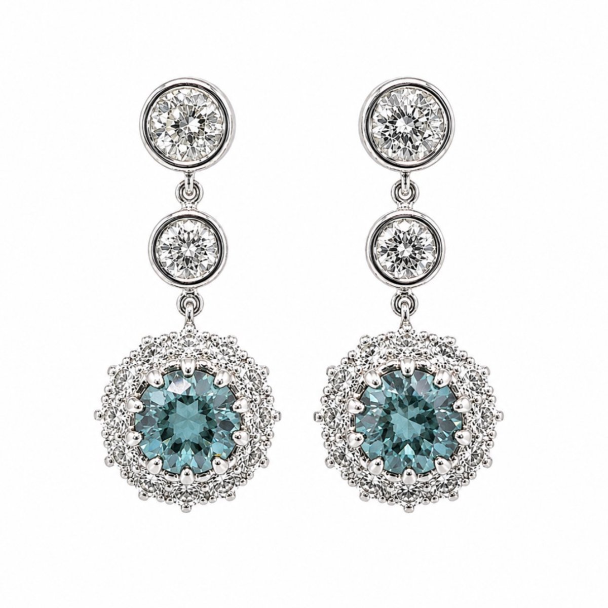 Platinum Blue Diamond Earrings