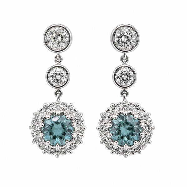 Platinum Blue Diamond Earrings