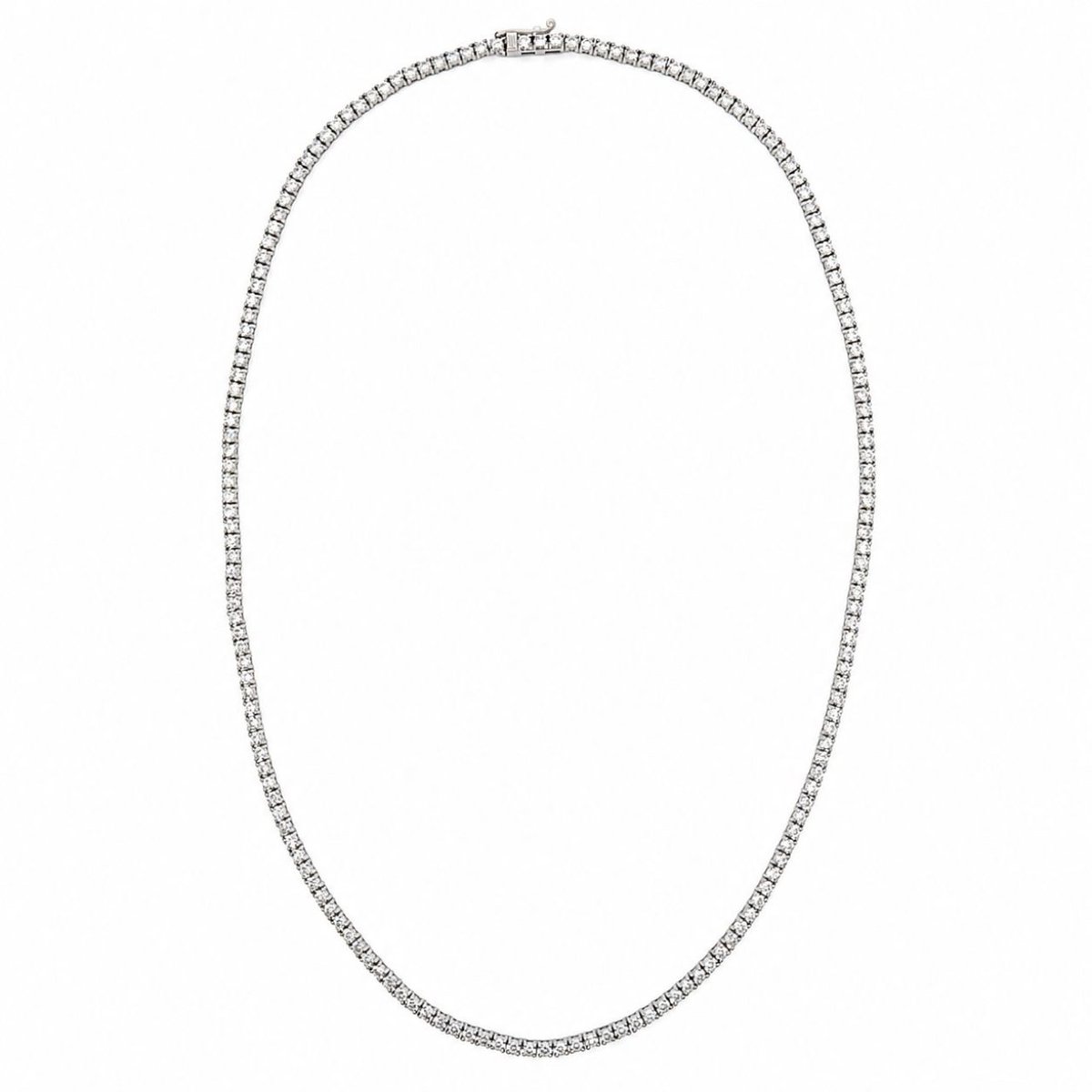 14K White Gold 9.50 Ct. Diamond Tennis Necklace