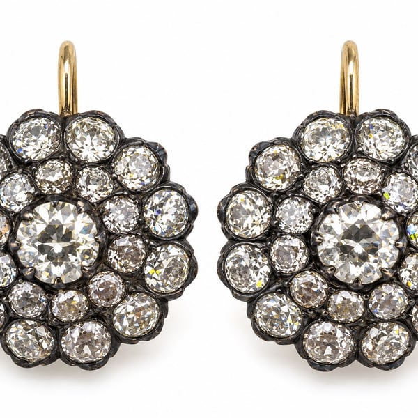 18K Yellow Gold & Platinum Top 7.50 Ct. Diamond Earrings