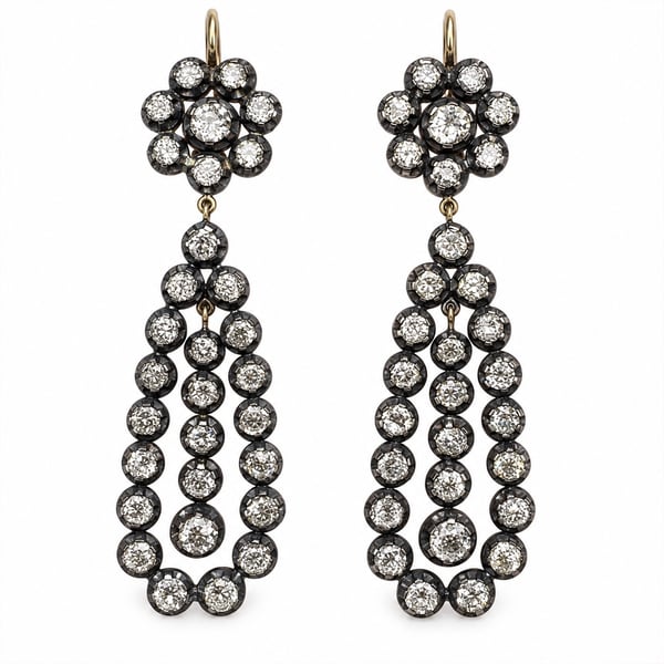 18K Yellow Gold & Silver Top 10.70 Ct. Diamond Earrings