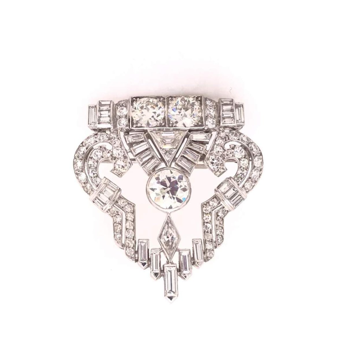 6.90 Ct* Diamond Art Deco Pin