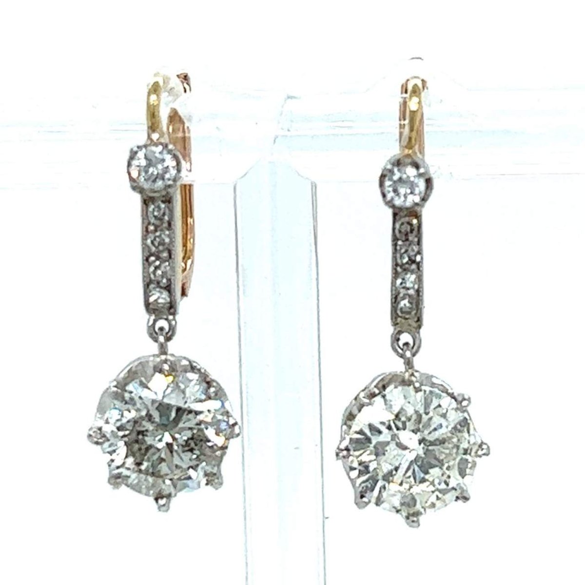 Platinum & 18K Yellow Gold 3.97 Ct. Diamond Earrings
