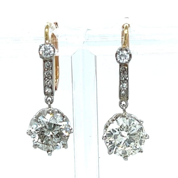 Platinum & 18K Yellow Gold 3.97 Ct. Diamond Earrings