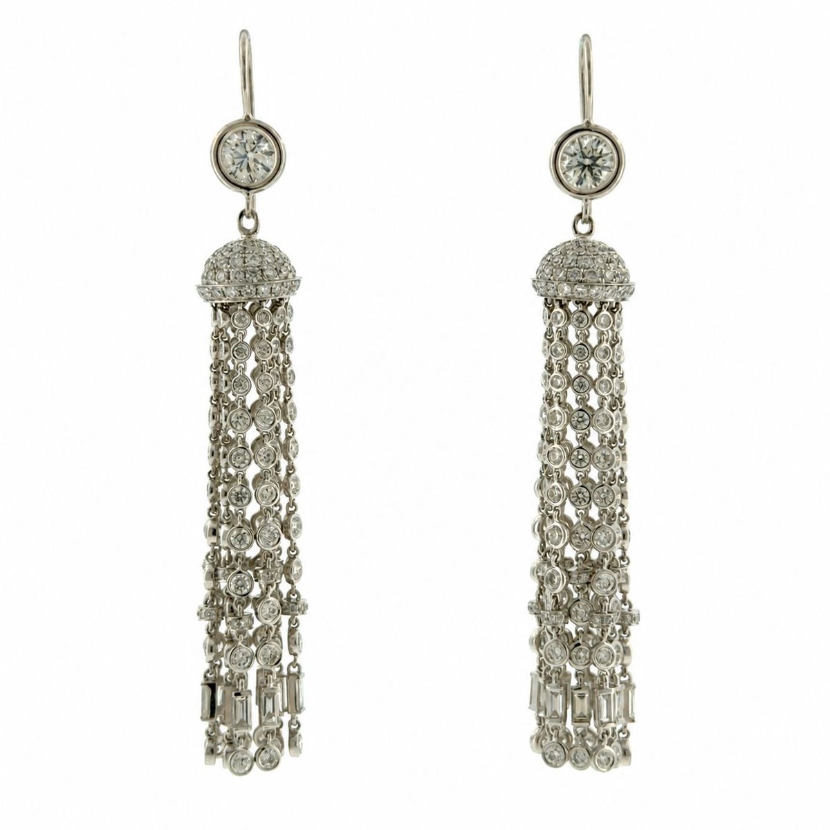 18K White Gold Chandelier Earrings