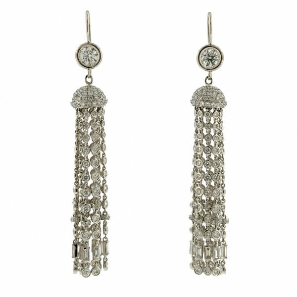 18K White Gold Chandelier Earrings