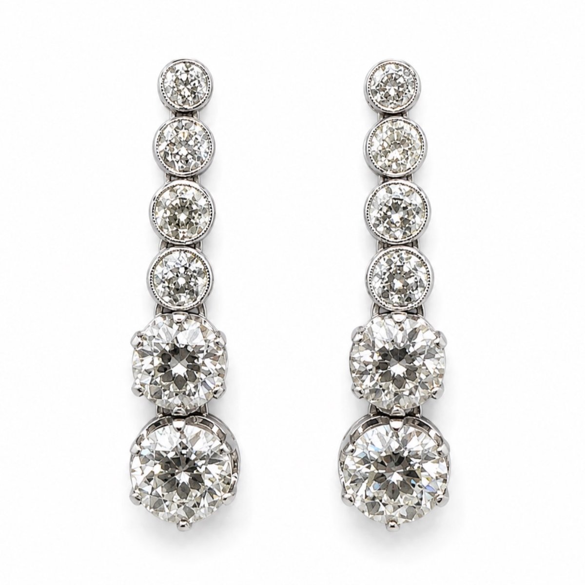 Art Deco Platinum 8.40 Ct. Diamond Earrings