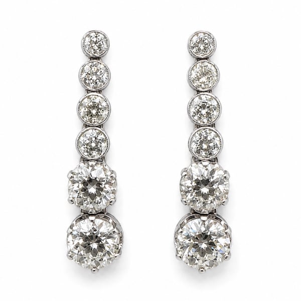 Art Deco Platinum 8.40 Ct. Diamond Earrings