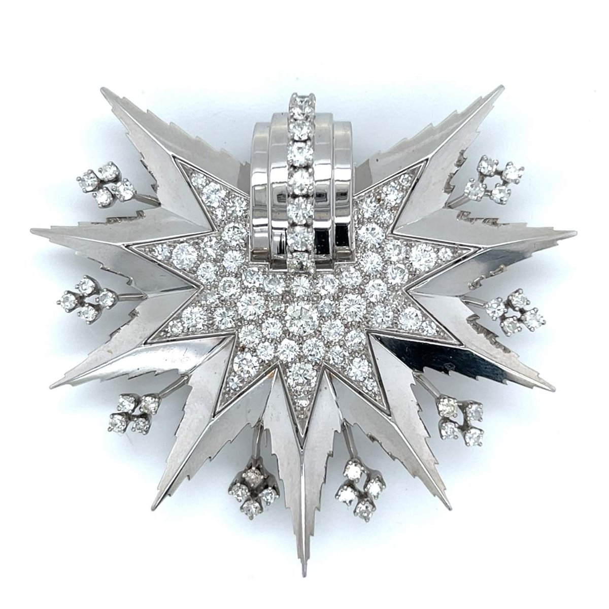 Art Deco Platinum 7.00 Ct. Diamond Starburst Brooch