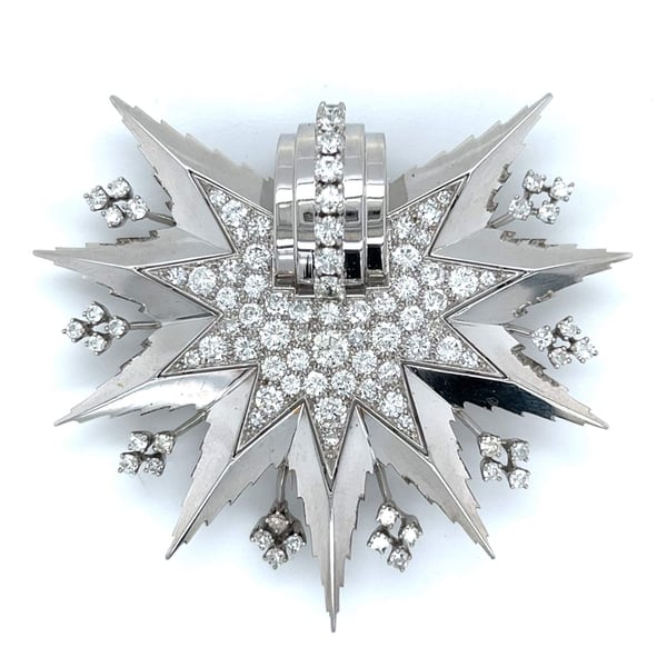 Art Deco Platinum 7.00 Ct. Diamond Starburst Brooch