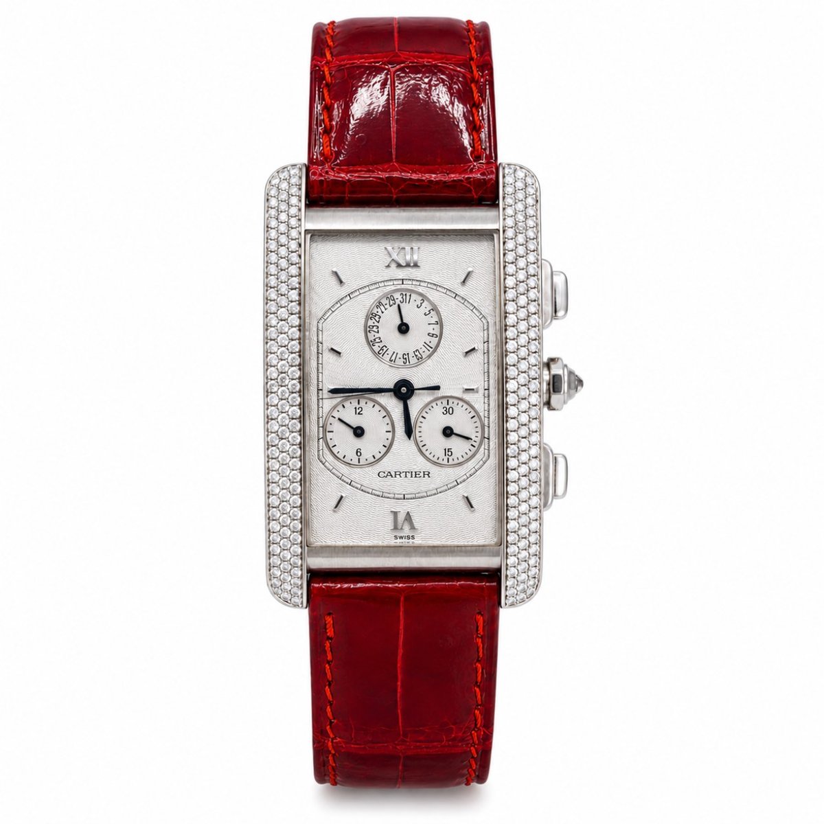 CARTIER 18K White Gold Tank Americaine Chronograph