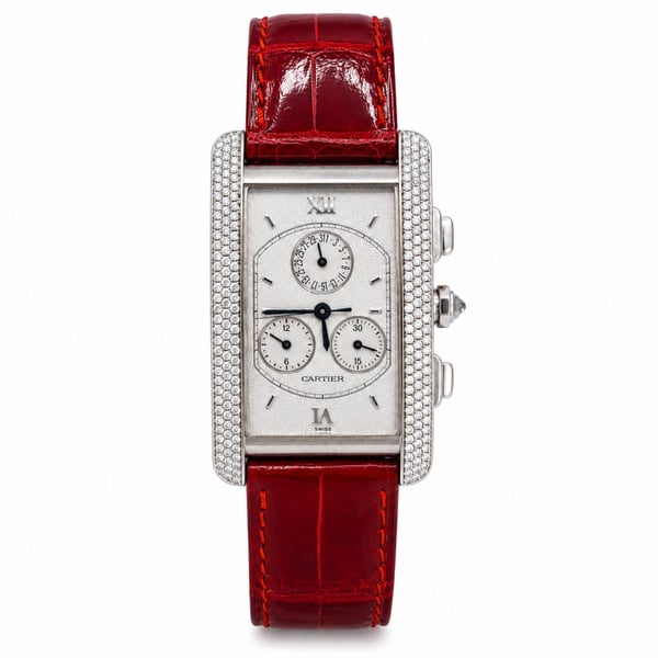 CARTIER 18K White Gold Tank Americaine Chronograph