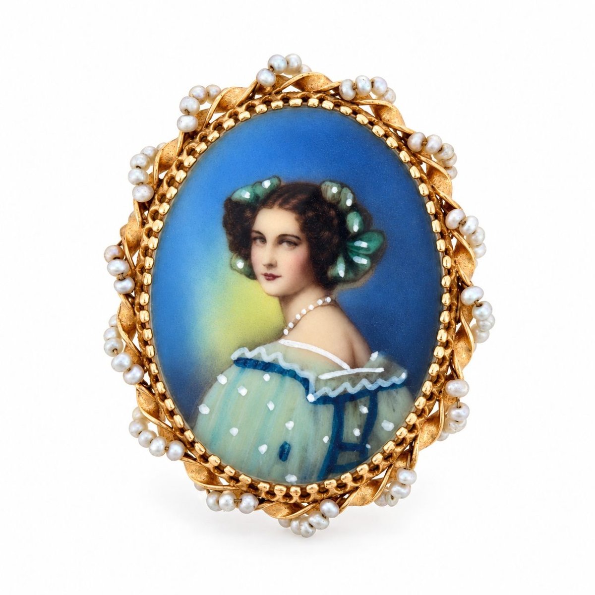 Antique 14K Yellow Gold Portrait Brooch/Pendant