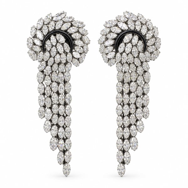 Platinum 59.00 Ct. Diamond Chandelier Earrings
