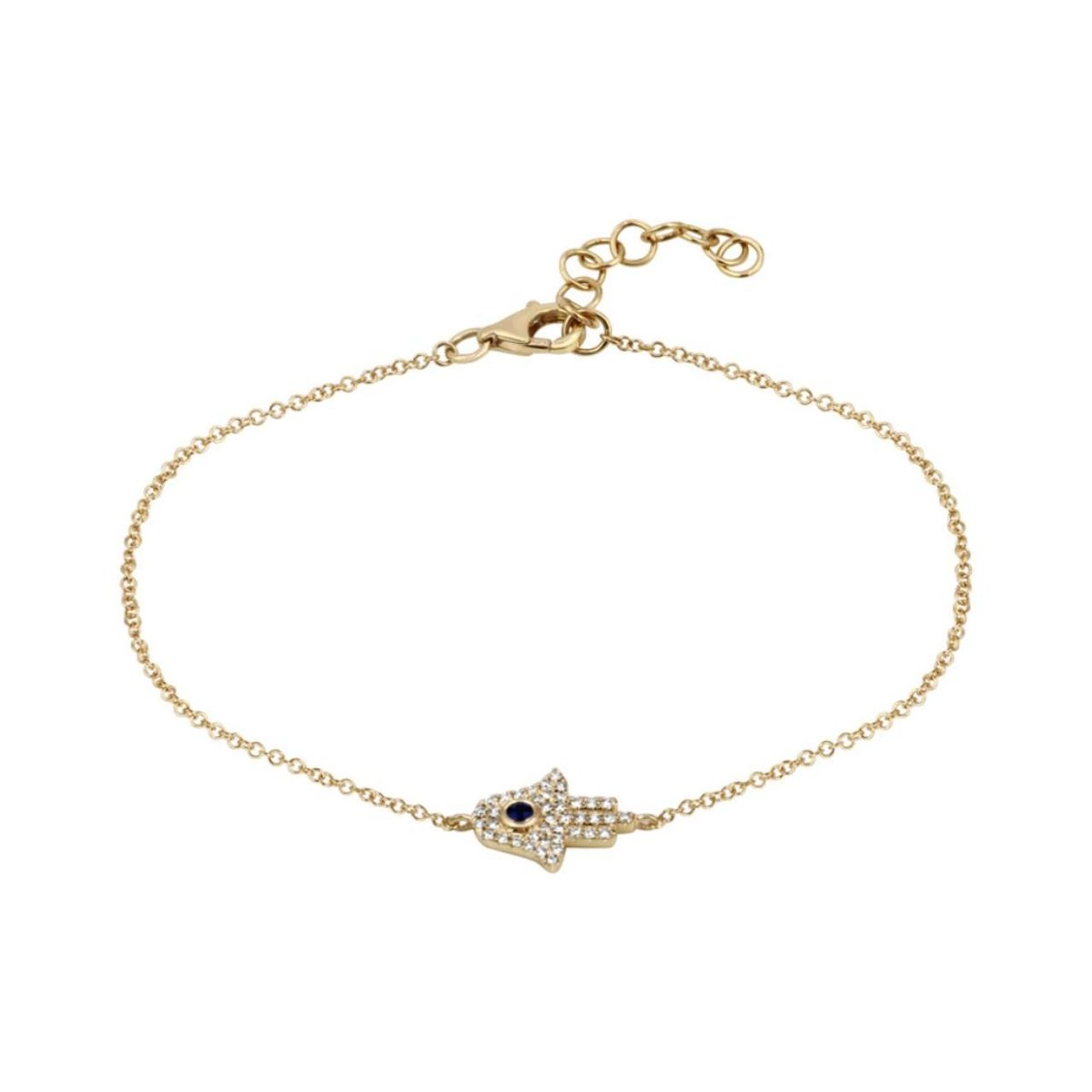 Dainty Hamsa Bracelet with Sapphire