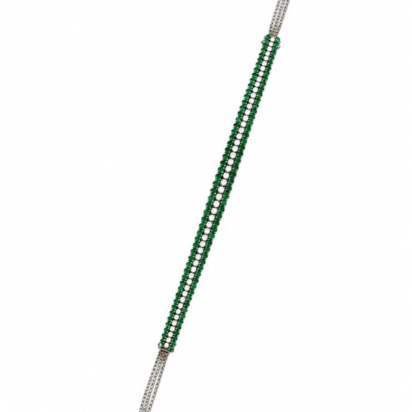 18K White Gold & Platinum Choker set with Emeralds and Diamonds