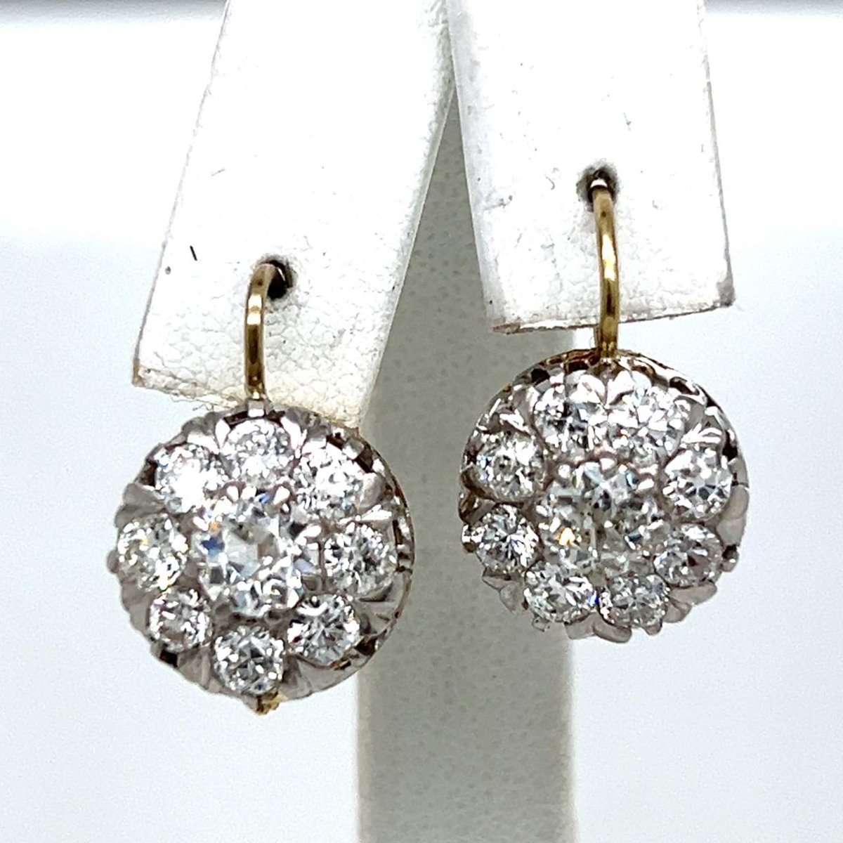 Platinum & 18K Yellow Gold 3.15 Ct. Diamond Earrings