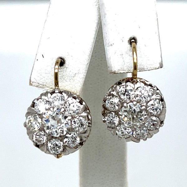 Platinum & 18K Yellow Gold 3.15 Ct. Diamond Earrings